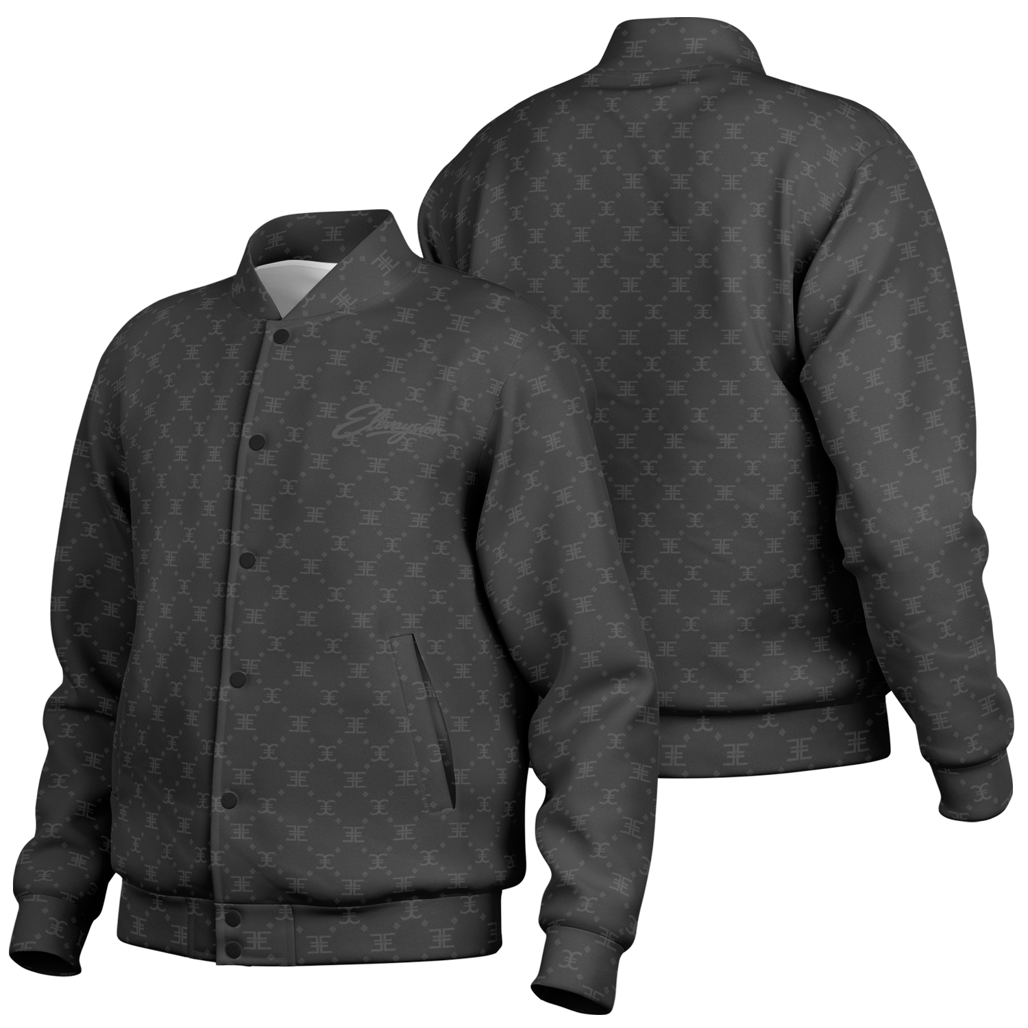 ELEVASN Quiet Signal Varsity Jacket - Charcoal Noir Edition