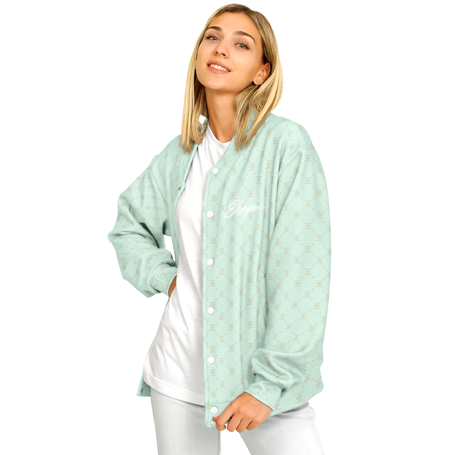 ELEVASN Aura Varsity Jacket - Mint Signal Edition