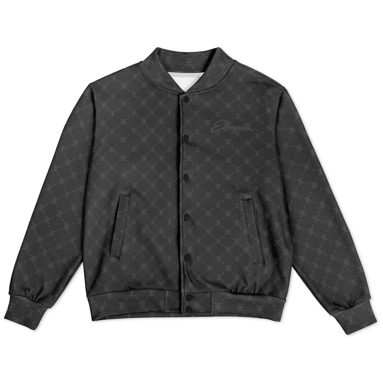 ELEVASN Quiet Signal Varsity Jacket - Charcoal Noir Edition