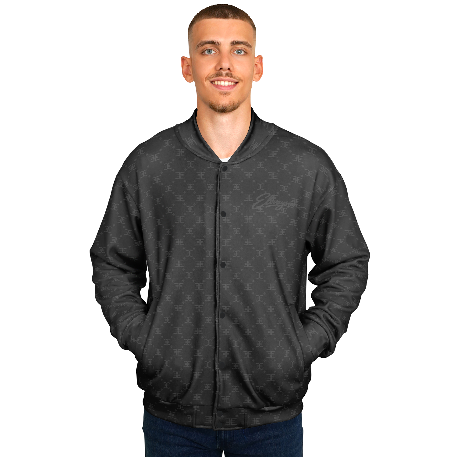 ELEVASN Quiet Signal Varsity Jacket - Charcoal Noir Edition