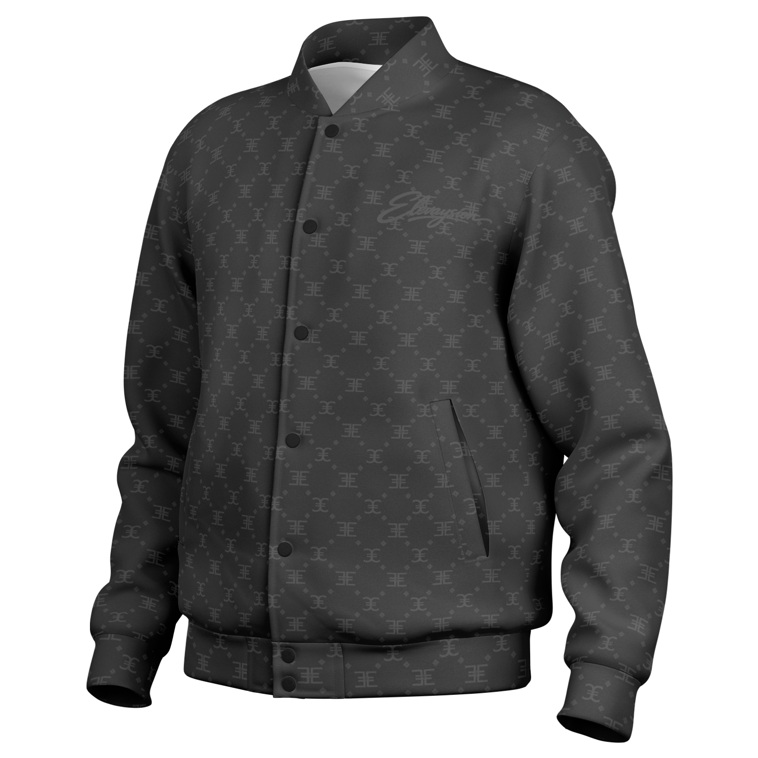 ELEVASN Quiet Signal Varsity Jacket - Charcoal Noir Edition
