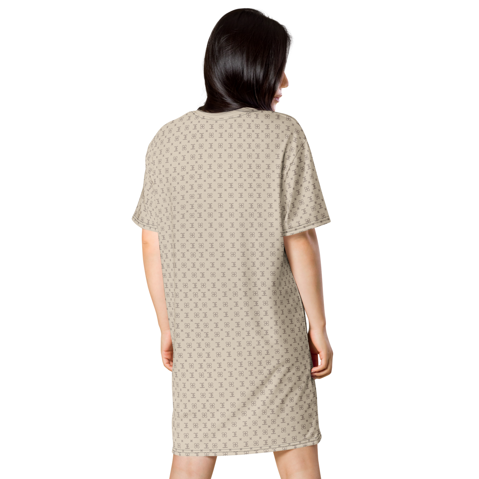 ELEVASN Signature T-Shirt Dress - Sand Monogram