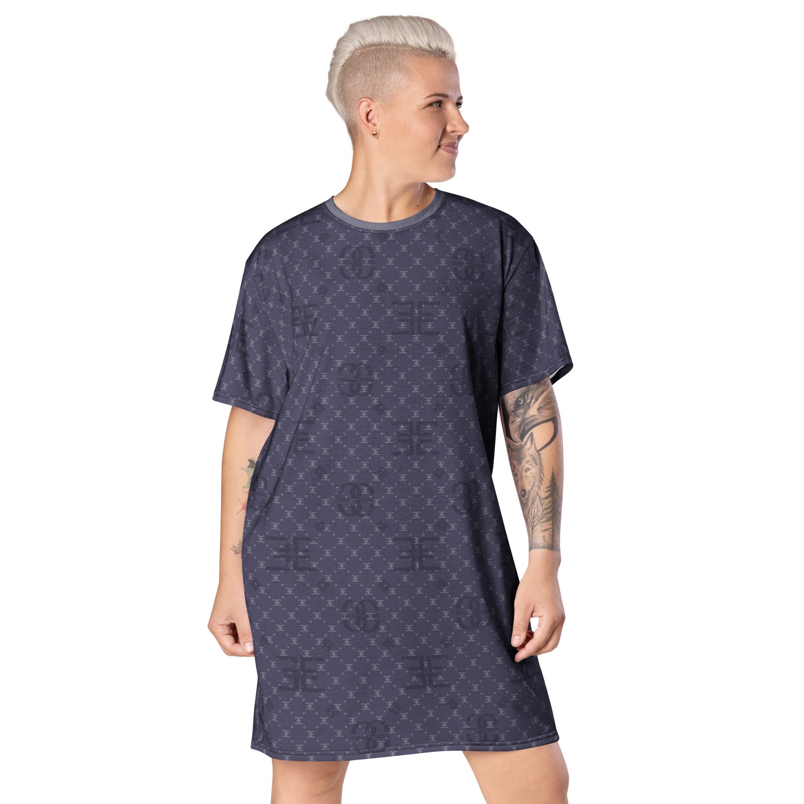 ELEVASN Signature T-Shirt Dress - Midnight Monogram