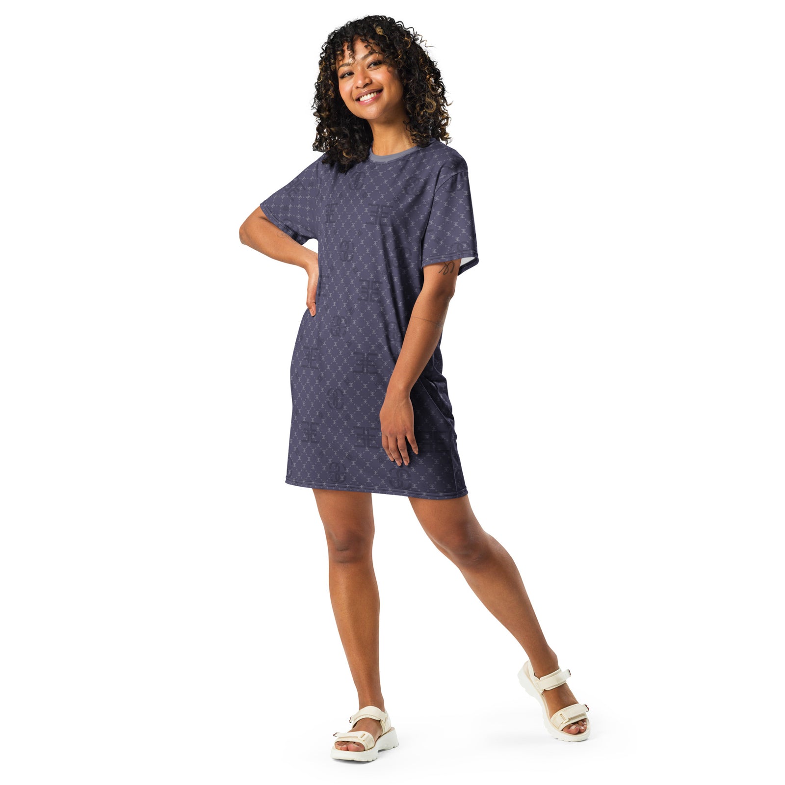 ELEVASN Signature T-Shirt Dress - Midnight Monogram