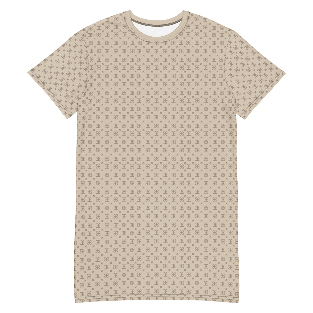 ELEVASN Signature T-Shirt Dress - Sand Monogram