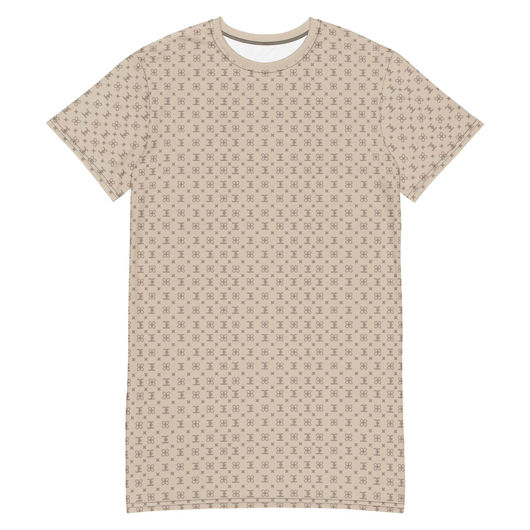 ELEVASN Signature T-Shirt Dress - Sand Monogram