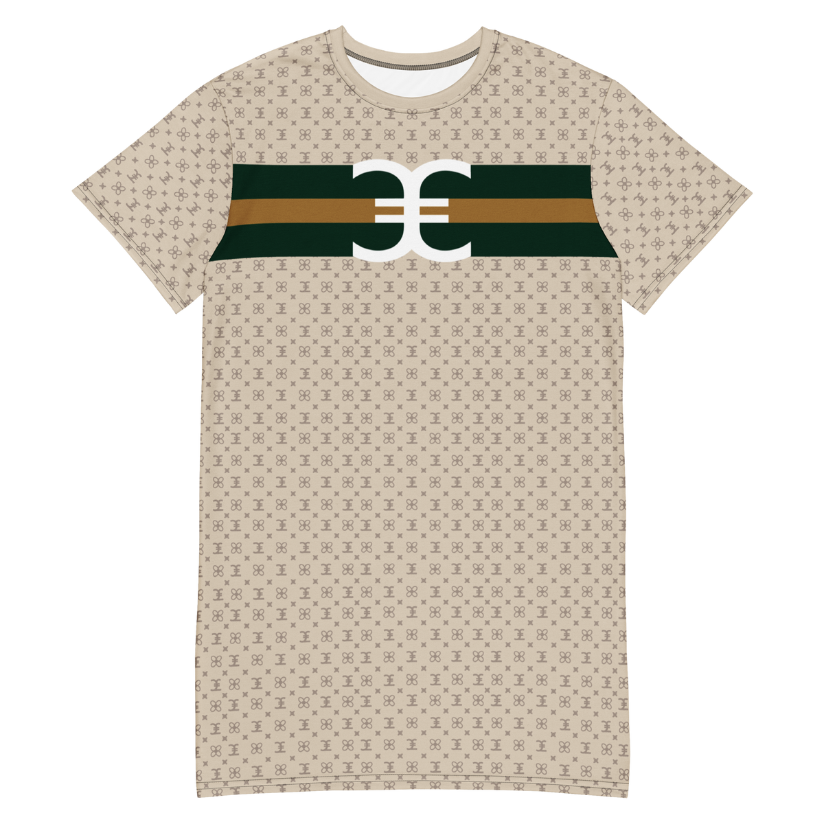 ELEVASN Signature T-Shirt Dress - Sand Monogram