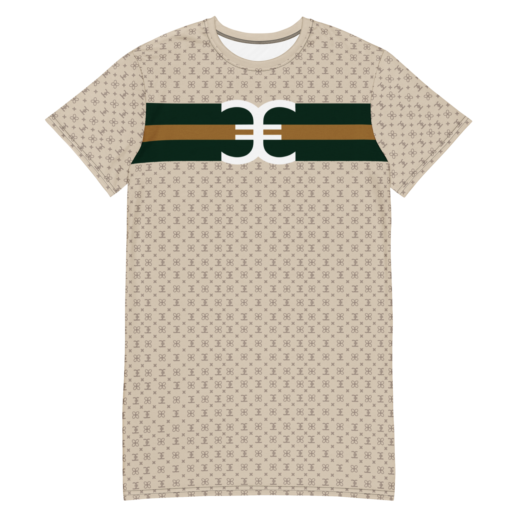 ELEVASN Signature T-Shirt Dress - Sand Monogram