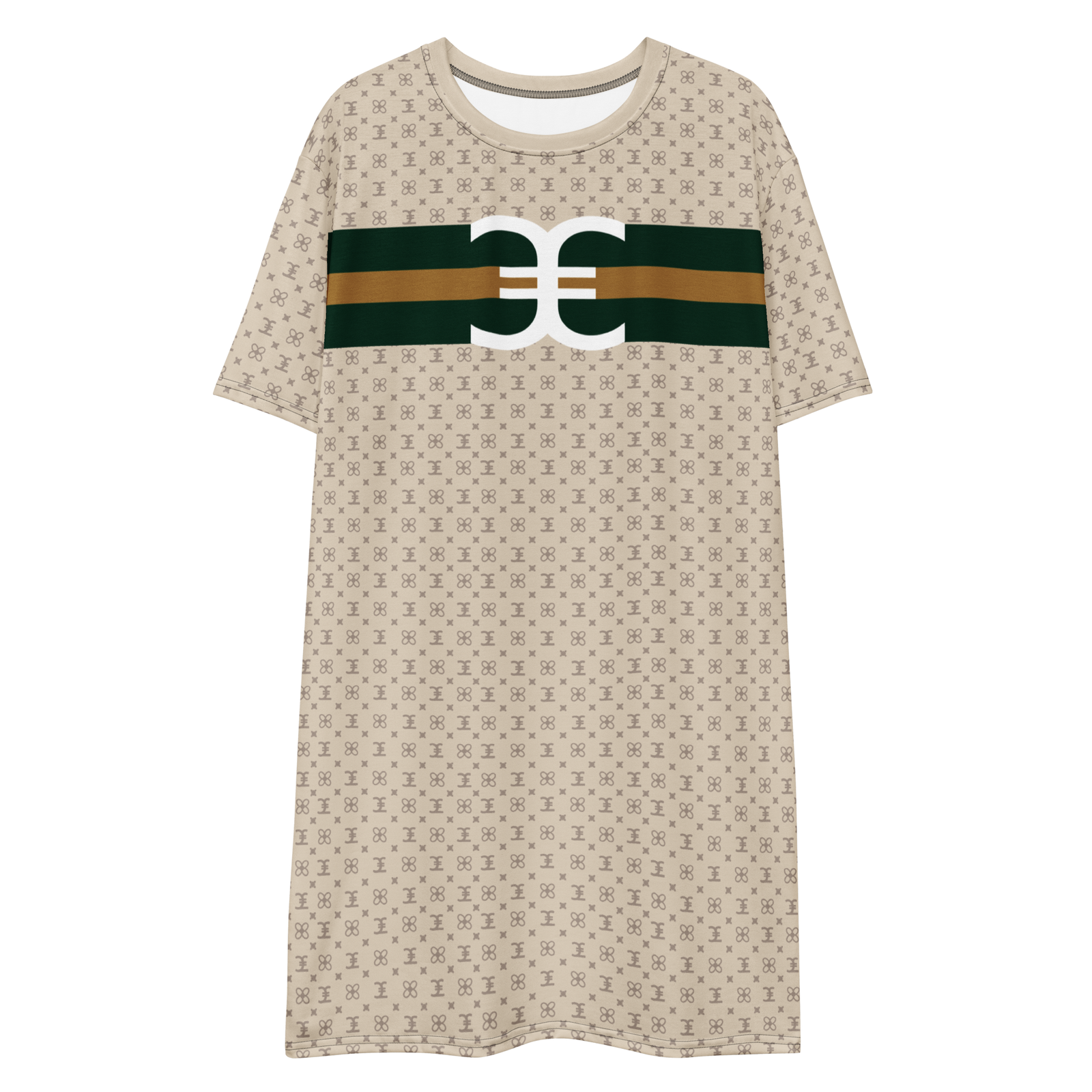 ELEVASN Signature T-Shirt Dress - Sand Monogram