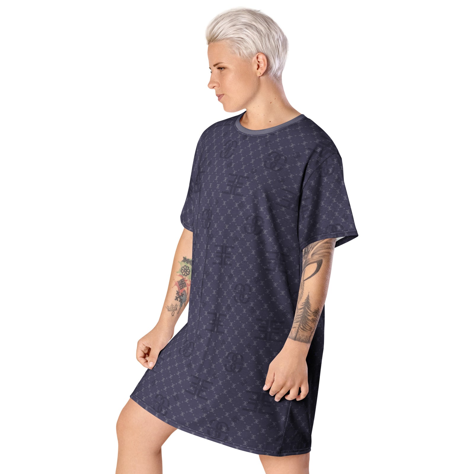 ELEVASN Signature T-Shirt Dress - Midnight Monogram