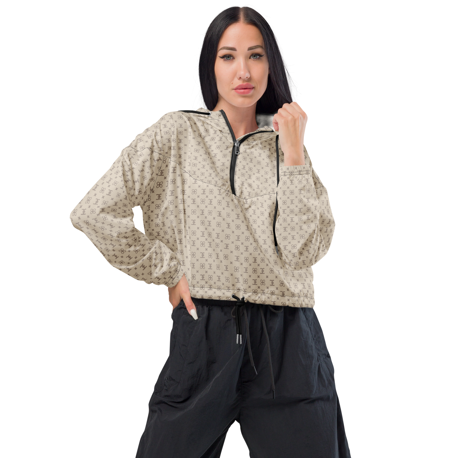 Elevasn Monogram Crop Jacket - Ivory Signature Edition