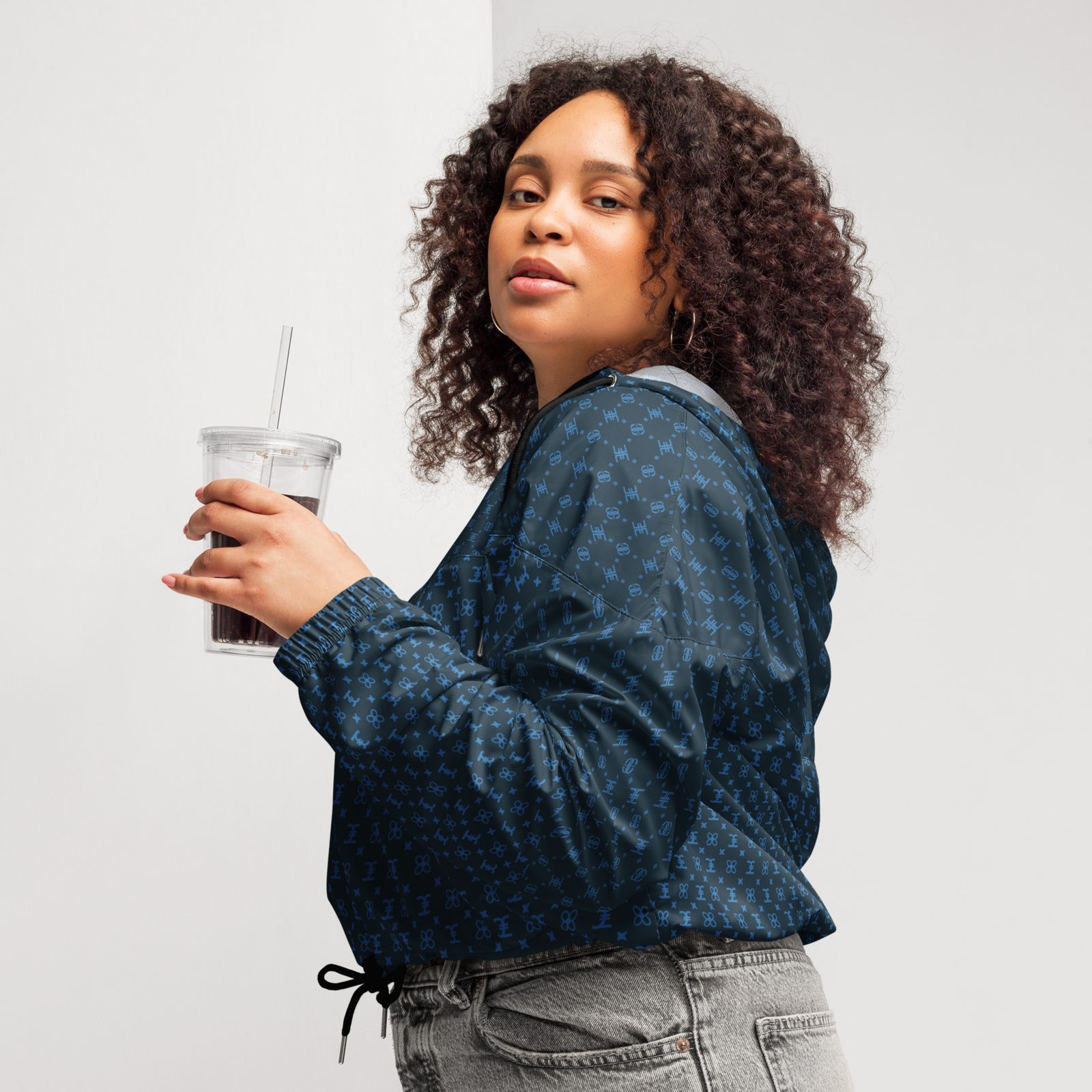 Elevasn Velocity Crop Jacket - Cobalt Pattern Edition